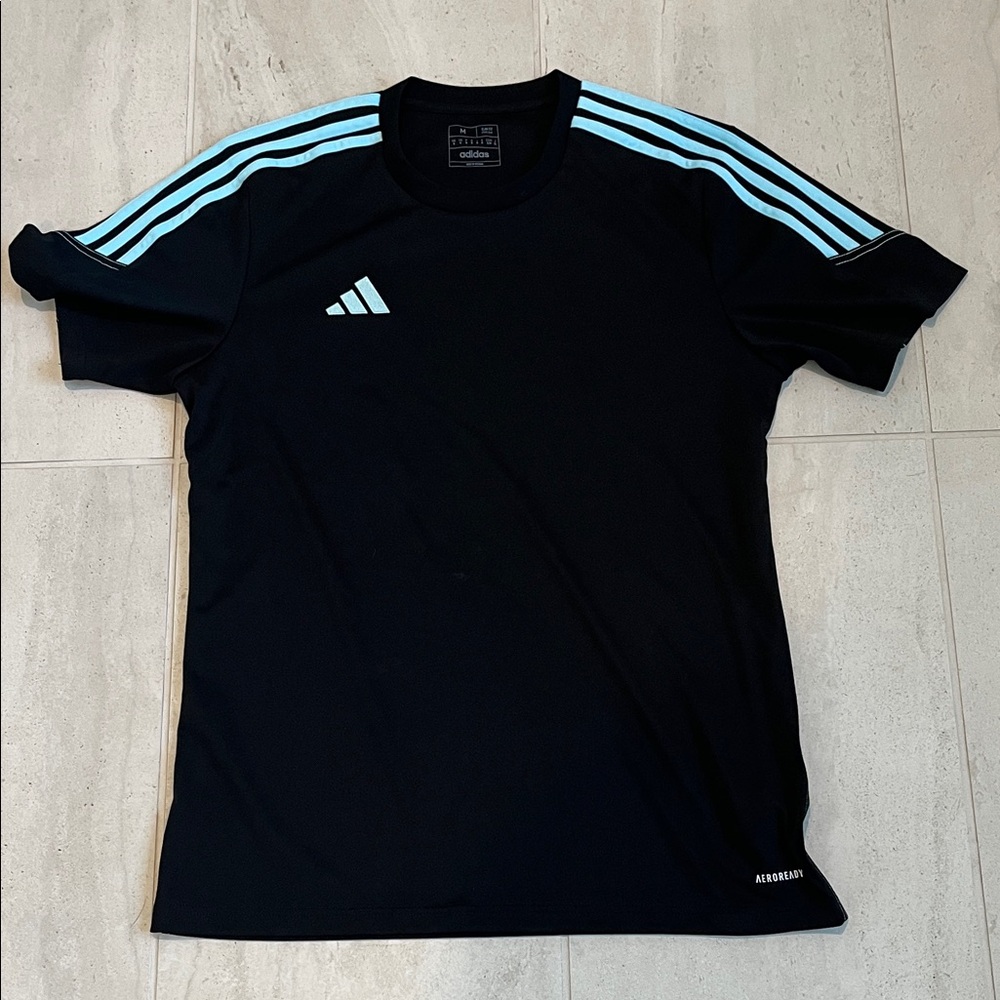 Adidas Men's Black Tee with Blue Accents